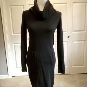 Design History Black Cowlneck Mini Dress Merino Wool Sz M